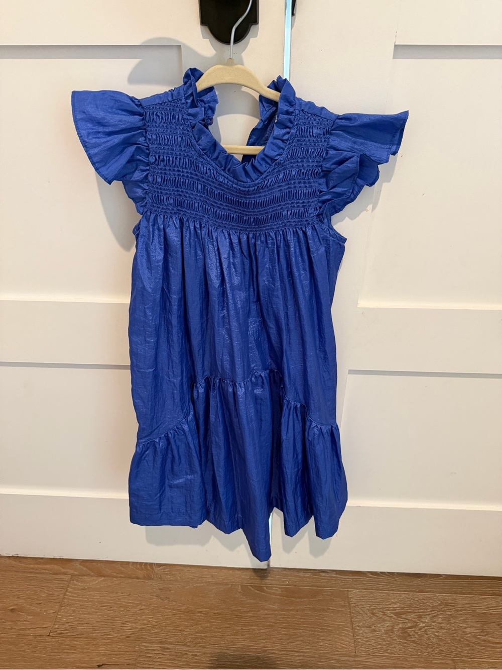 Claudine Girls Blue Ruffle Sleeve Dress